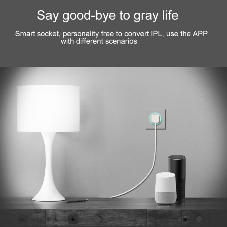 Ổ cắm thông minh hình tròn 10A WiFi 2.4GHz mini, điều khiển từ xa qua APP, hẹn giờ, tương thích Alexa & Google Home, đèn thở nhiều màu, AC 100-240V, phích cắm Mỹ