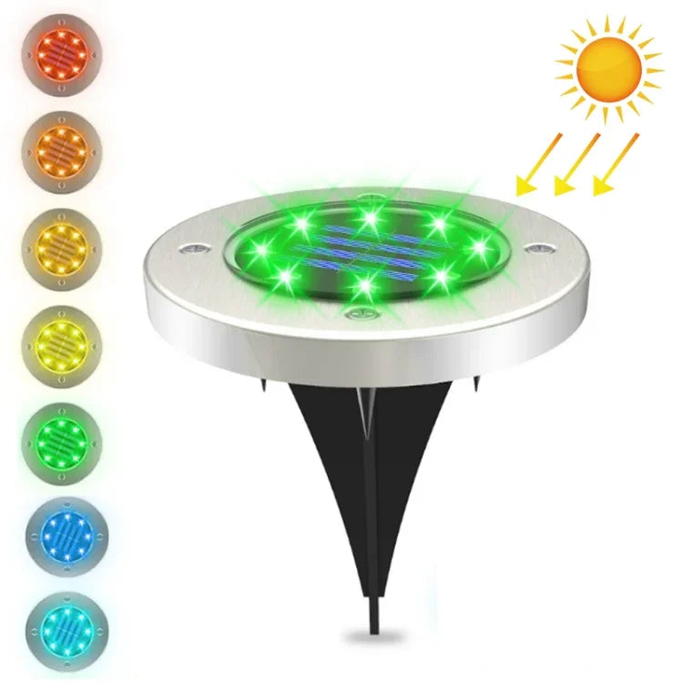 Đèn sân vườn năng lượng mặt trời 8 LED đổi màu có thể điều chỉnh độ sáng, cảm biến ánh sáng thông minh, đèn chôn 8 LED