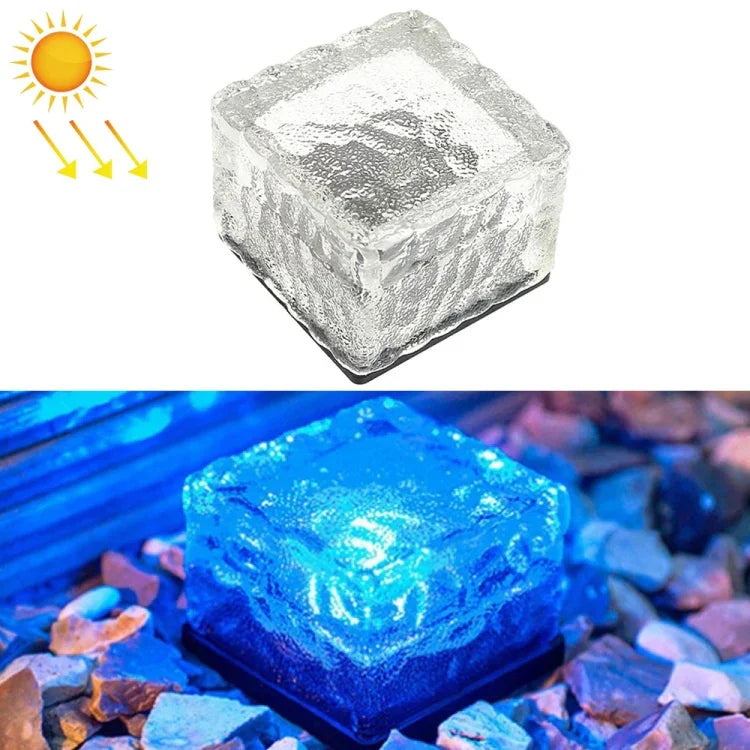 Đèn chôn LED ngoài trời bằng kính cường lực hình vuông năng lượng mặt trời trang trí sân vườn IP55 chống nước, kích thước: 7 x 7 x 5cm