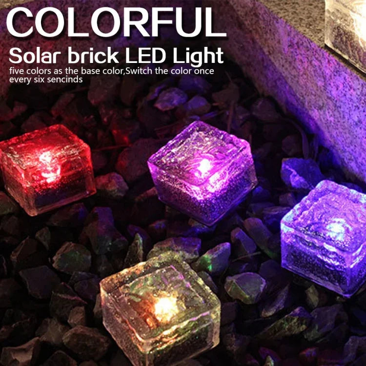 Đèn chôn LED ngoài trời bằng kính cường lực hình vuông năng lượng mặt trời trang trí sân vườn IP55 chống nước, kích thước: 7 x 7 x 5cm