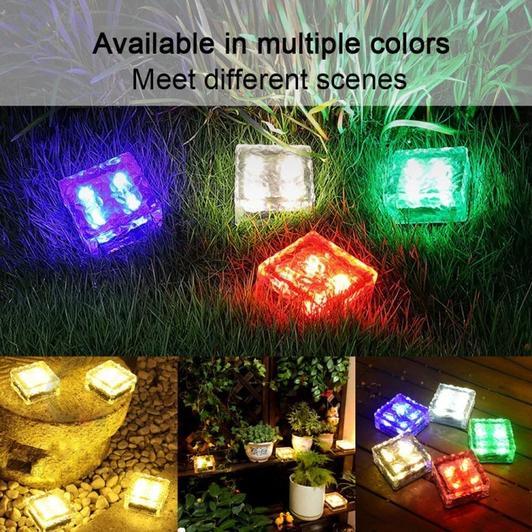 Đèn chôn LED ngoài trời bằng kính cường lực hình vuông năng lượng mặt trời trang trí sân vườn IP55 chống nước, kích thước: 7 x 7 x 5cm