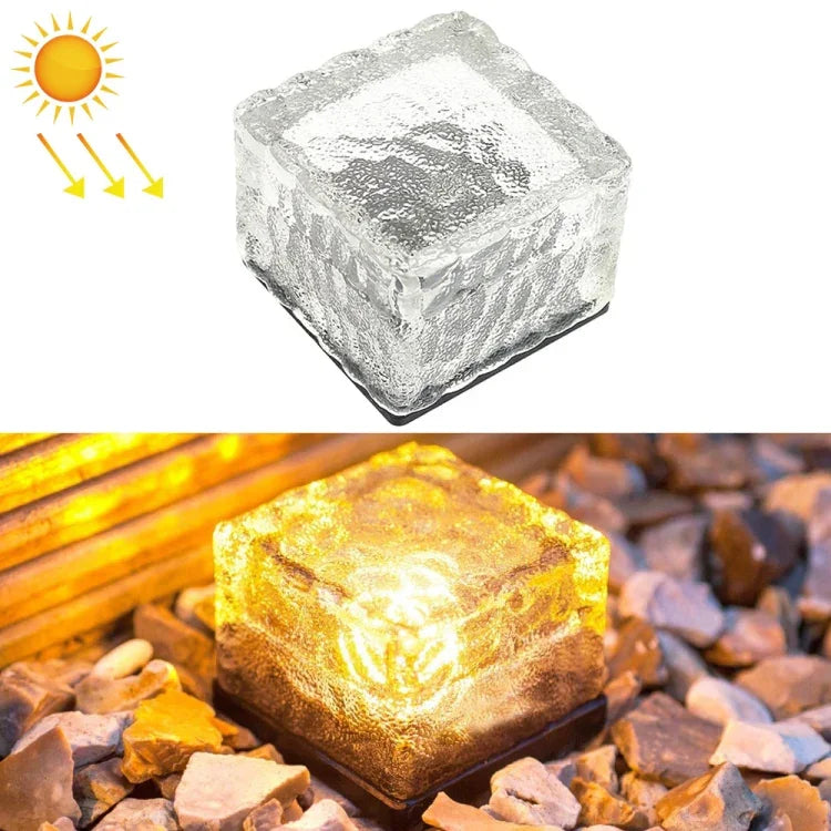 Đèn chôn LED ngoài trời bằng kính cường lực hình vuông năng lượng mặt trời trang trí sân vườn IP55 chống nước, kích thước: 7 x 7 x 5cm