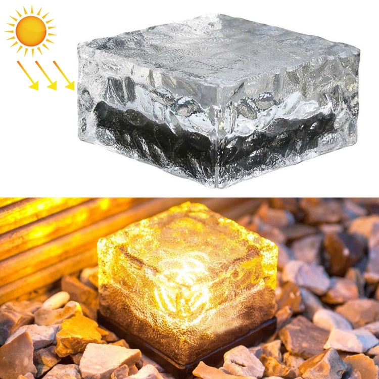 Đèn chôn LED ngoài trời bằng kính cường lực hình vuông năng lượng mặt trời trang trí sân vườn IP55 chống nước, kích thước: 10 x 10 x 5.2cm