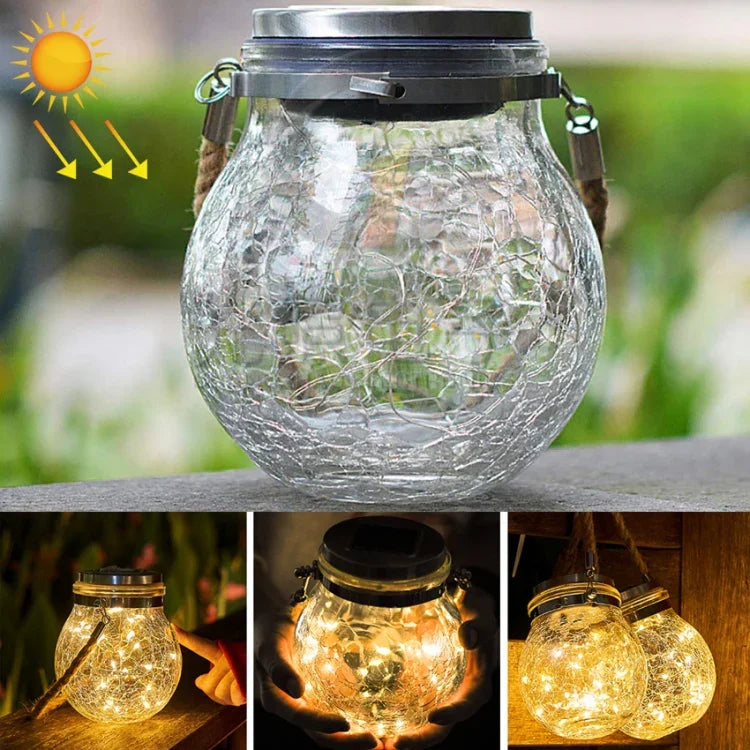 Đèn treo chai thủy tinh năng lượng mặt trời IP55 chống nước trang trí sân vườn ngoài trời, ánh sáng trắng ấm