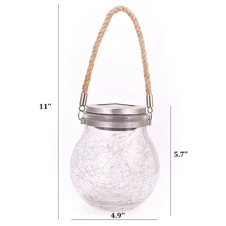 Đèn treo chai thủy tinh năng lượng mặt trời IP55 chống nước trang trí sân vườn ngoài trời, ánh sáng trắng ấm