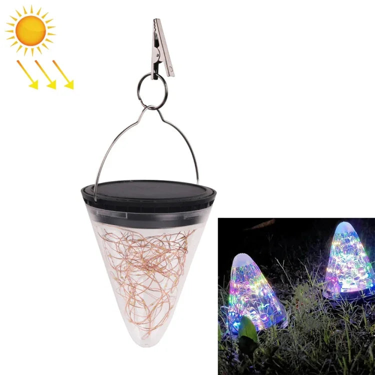 Đèn treo hình chóp ánh sao năng lượng mặt trời IP55 chống nước trang trí sân vườn ngoài trời
