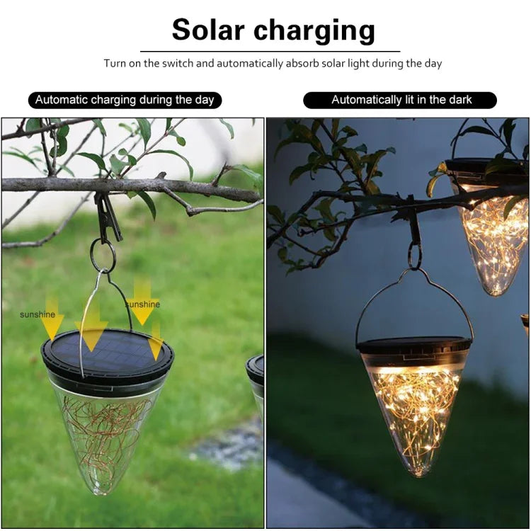 Đèn treo hình chóp ánh sao năng lượng mặt trời IP55 chống nước trang trí sân vườn ngoài trời