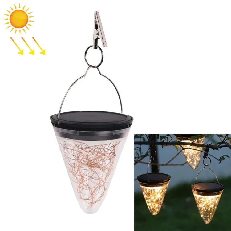 Đèn treo hình chóp ánh sao năng lượng mặt trời IP55 chống nước trang trí sân vườn ngoài trời