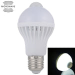 E27 5W 12 LEDs SMD 5730 300LM Infrared Motion Sensor LED Light Bulb, Sensor Distance: 4-6m, AC 220V, E27 5W Warm White, E27 5W White Light