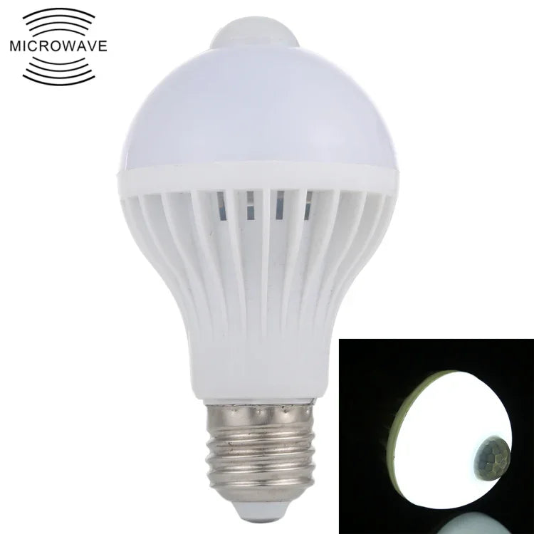 Bóng đèn LED cảm biến chuyển động hồng ngoại E27 7W 16 đèn LED SMD 5730 450LM, cảm biến khoảng cách: 4-6m, AC 220V, E27 7W ánh sáng trắng