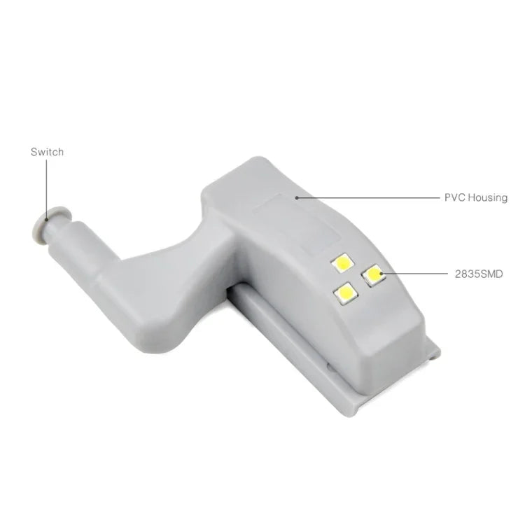 10 cái đèn cảm biến bản lề trong 0.3W đa năng cho tủ, 3 đèn LED, đèn ngủ tự động bật/tắt, 10 cái ánh sáng trắng, 10 cái ánh sáng trắng ấm