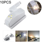 10 cái đèn cảm biến bản lề trong 0.3W đa năng cho tủ, 3 đèn LED, đèn ngủ tự động bật/tắt, 10 cái ánh sáng trắng, 10 cái ánh sáng trắng ấm