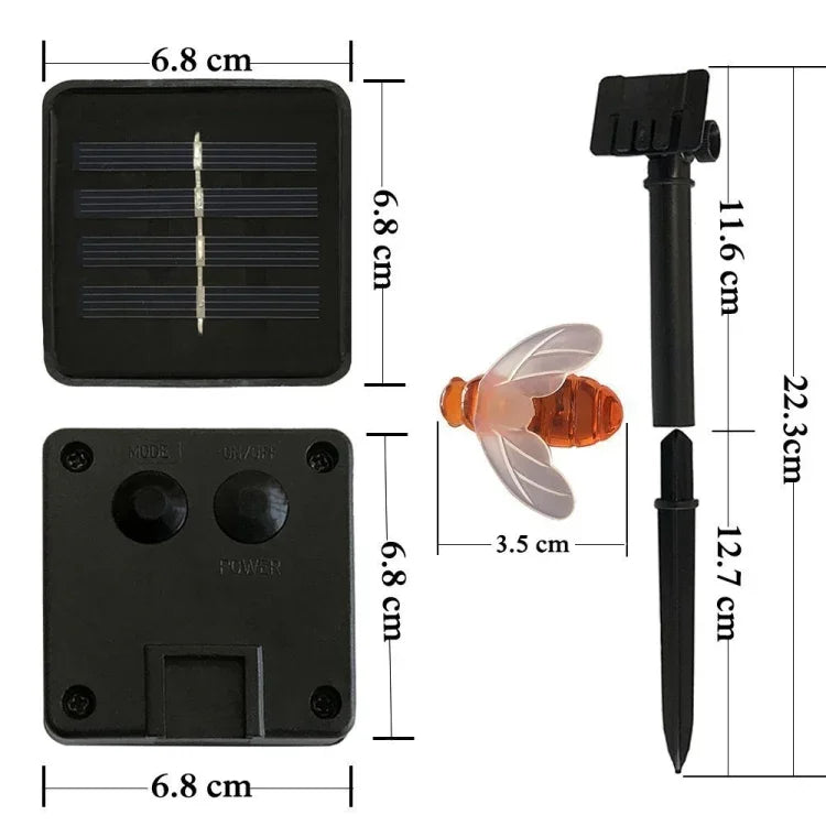Dây đèn trang trí sân vườn ngoài trời 6,5m 30 đèn LED hình con ong chạy bằng năng lượng mặt trời ánh sáng trắng ấm với tấm pin mặt trời 100mA / 1.2V, 30 đèn LED