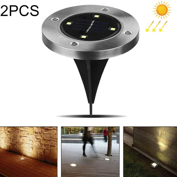 Đèn LED SMD 5050 dưới đất lối đi ngoài trời sân vườn, 4 đèn LED ánh sáng trắng, 4 đèn LED ánh sáng trắng ấm