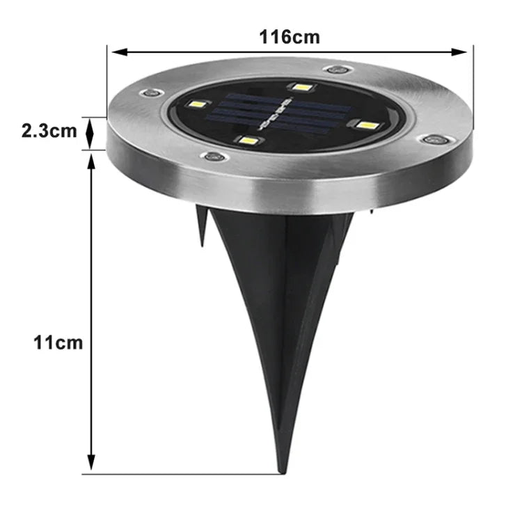 Đèn LED SMD 5050 dưới đất lối đi ngoài trời sân vườn, 4 đèn LED ánh sáng trắng, 4 đèn LED ánh sáng trắng ấm