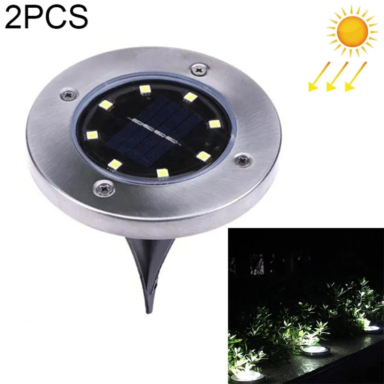 Đèn LED SMD 5050 dưới đất lối đi ngoài trời sân vườn, 8 đèn LED ánh sáng trắng, 8 đèn LED ánh sáng trắng ấm