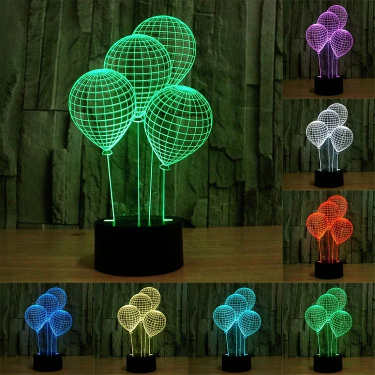 Đèn bàn sáng tạo thay đổi màu 7 màu, đèn stereo thị giác, đèn ngủ, kiểu bóng bay
