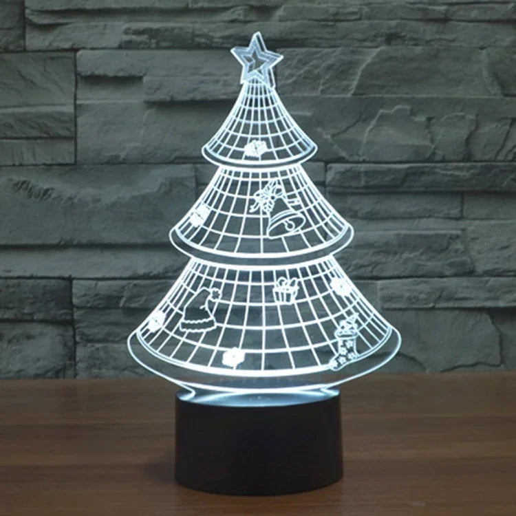 Đèn bàn sáng tạo thay đổi màu 7 màu, đèn stereo thị giác, đèn ngủ, kiểu cây thông Noel