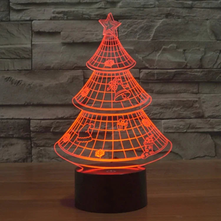 Đèn bàn sáng tạo thay đổi màu 7 màu, đèn stereo thị giác, đèn ngủ, kiểu cây thông Noel