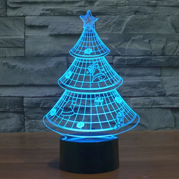 Đèn bàn sáng tạo thay đổi màu 7 màu, đèn stereo thị giác, đèn ngủ, kiểu cây thông Noel