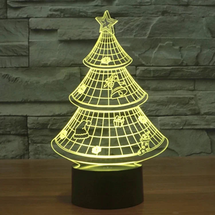 Đèn bàn sáng tạo thay đổi màu 7 màu, đèn stereo thị giác, đèn ngủ, kiểu cây thông Noel