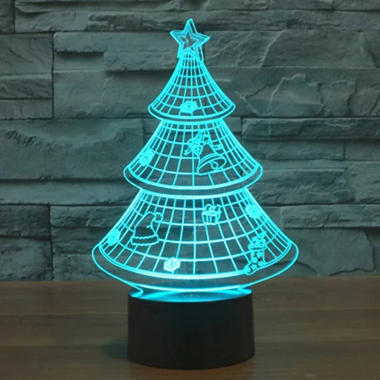 Đèn bàn sáng tạo thay đổi màu 7 màu, đèn stereo thị giác, đèn ngủ, kiểu cây thông Noel