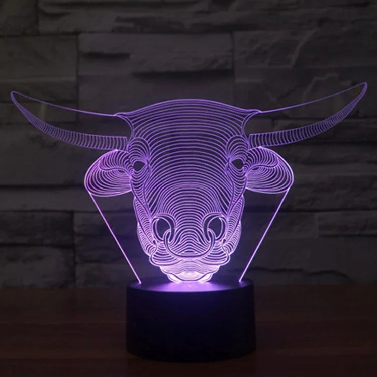 Đèn bàn sáng tạo thay đổi màu 7 màu, đèn stereo thị giác, đèn ngủ, kiểu bò