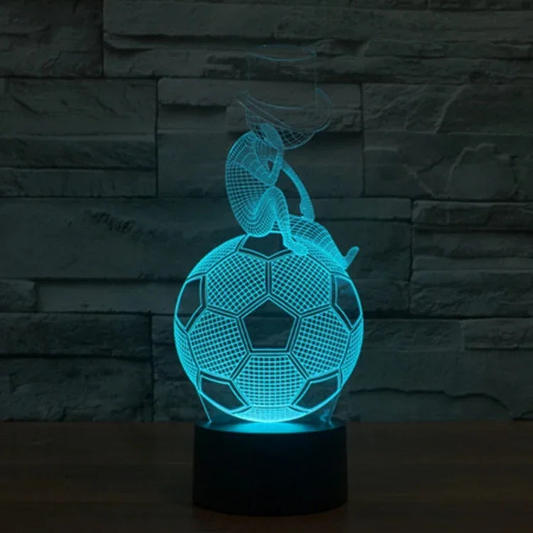 Đèn ngủ đèn stereo trực quan sáng tạo đổi màu 7 màu, kiểu bóng đá suy nghĩ