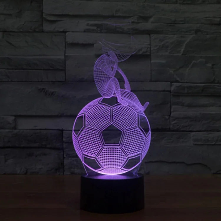 Đèn ngủ đèn stereo trực quan sáng tạo đổi màu 7 màu, kiểu bóng đá suy nghĩ