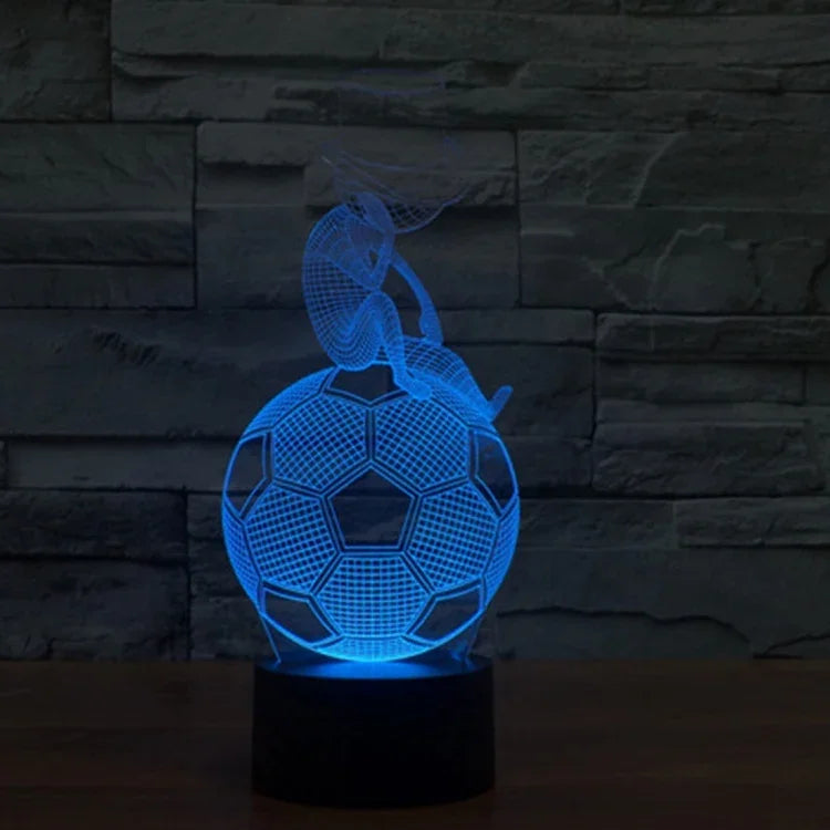 Đèn ngủ đèn stereo trực quan sáng tạo đổi màu 7 màu, kiểu bóng đá suy nghĩ