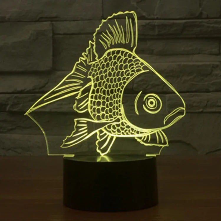 Đèn bàn đèn stereo trực quan sáng tạo đổi màu 7 màu, kiểu cá vàng