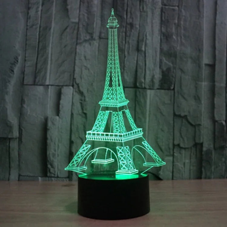 Đèn bàn đèn stereo trực quan sáng tạo đổi màu 7 màu, kiểu tháp Eiffel