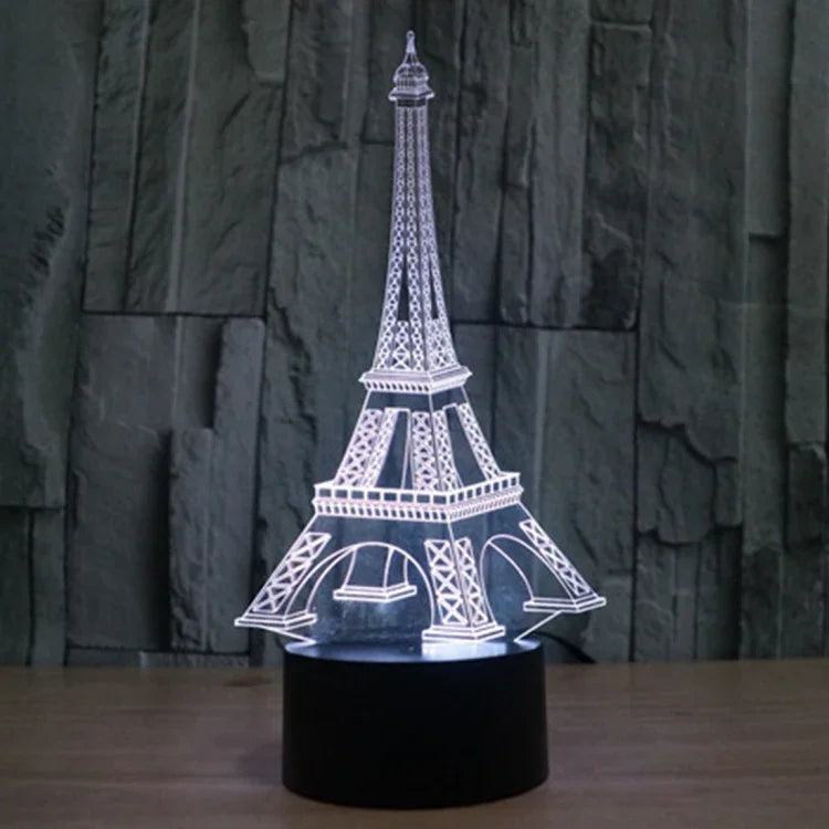 Đèn bàn đèn stereo trực quan sáng tạo đổi màu 7 màu, kiểu tháp Eiffel
