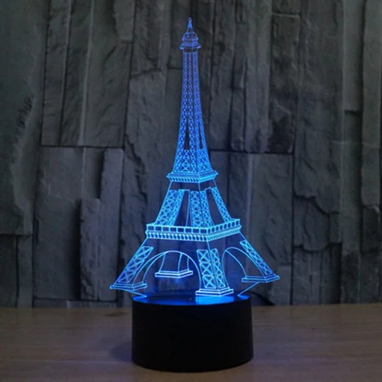 Đèn bàn đèn stereo trực quan sáng tạo đổi màu 7 màu, kiểu tháp Eiffel