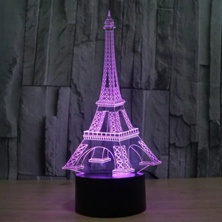 Đèn bàn đèn stereo trực quan sáng tạo đổi màu 7 màu, kiểu tháp Eiffel