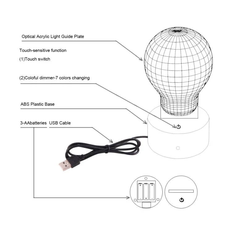 7 Colour Discoloration Creative Visual Stereo Lamp Desk Lamp Night Light, Arrow Through Heart Style