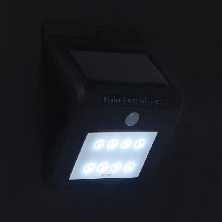 Đèn tường cảm biến chuyển động năng lượng mặt trời 8 đèn LED với tấm pin mặt trời, 8 đèn LED ánh sáng trắng