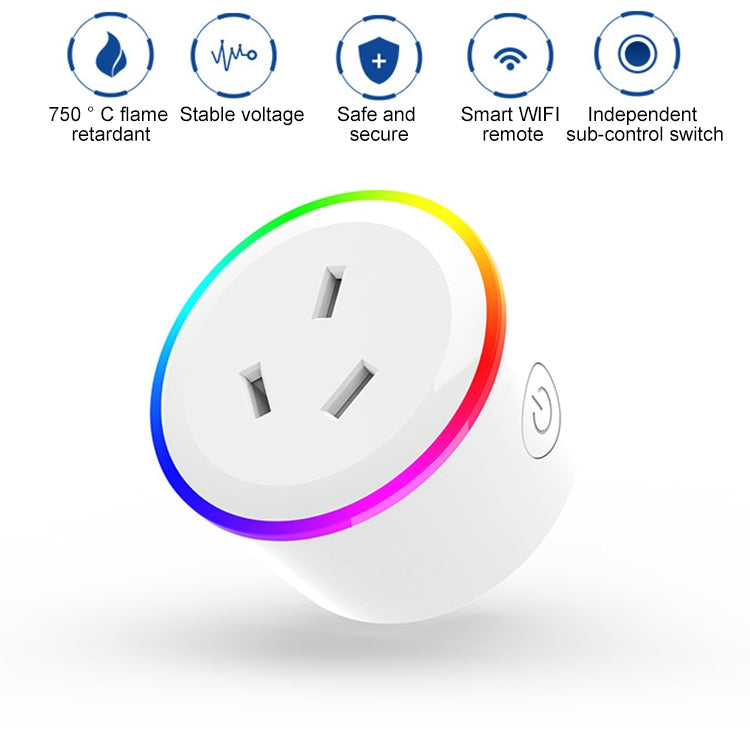 Ổ cắm thông minh điều khiển từ xa WiFi ánh sáng cảnh RGB 10A hoạt động với Alexa & Google Home & IFTTT, AC 100-240V, phích cắm AU, XS-A17