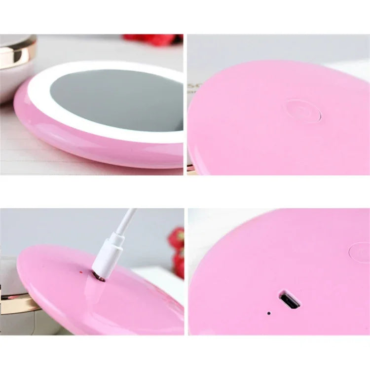 Đèn bàn gương trang điểm hình bánh donut sạc đa chức năng OneFire 1W 10 đèn LED, DC 5V, 1W màu hồng