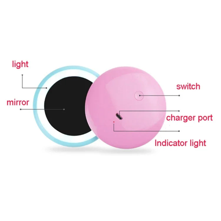 Đèn bàn gương trang điểm hình bánh donut sạc đa chức năng OneFire 1W 10 đèn LED, DC 5V, 1W màu hồng
