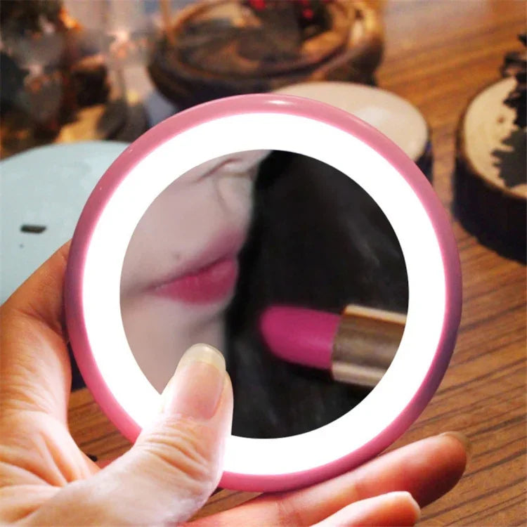 Đèn bàn gương trang điểm hình bánh donut sạc đa chức năng OneFire 1W 10 đèn LED, DC 5V, 1W màu hồng