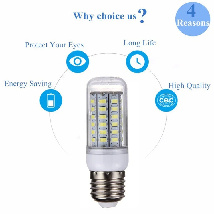 Bóng đèn LED 56 SMD 5730, AC 220V, 5W ánh sáng trắng 220V, 5W ánh sáng trắng ấm 220V