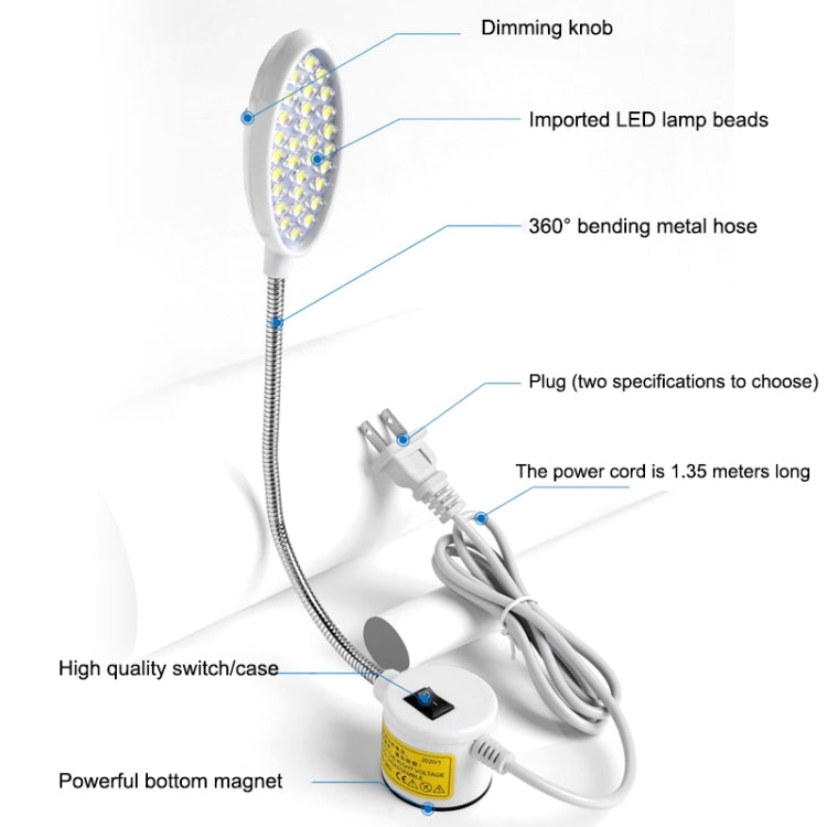 Đèn máy may LED có thể điều chỉnh độ sáng, nam châm, tiết kiệm năng lượng, 22 bóng đèn
