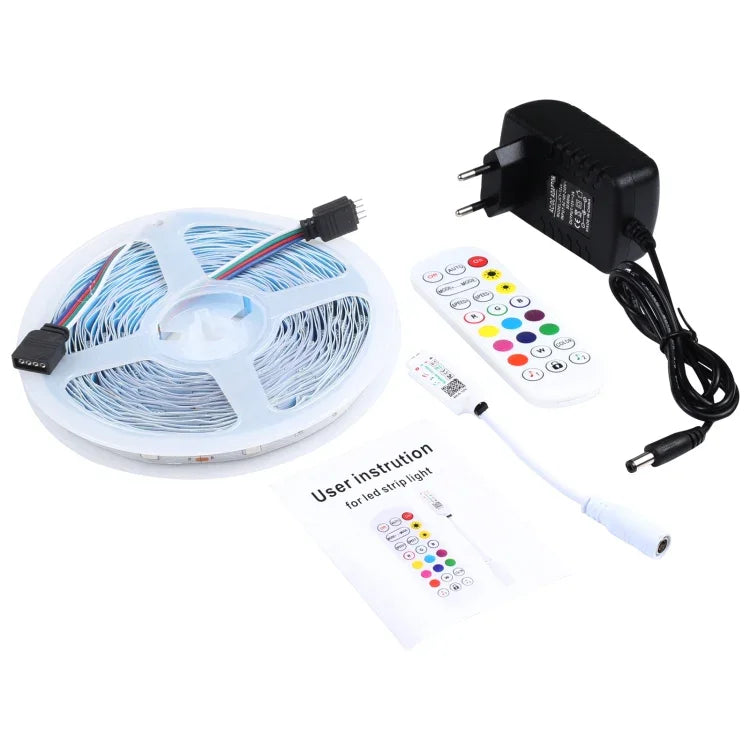 Dải đèn RGB chống nước IP44 10m 300 bóng LED SMD 5050 với điều khiển từ xa 24 phím, phích cắm EU, 10m 300 bóng LED IP44