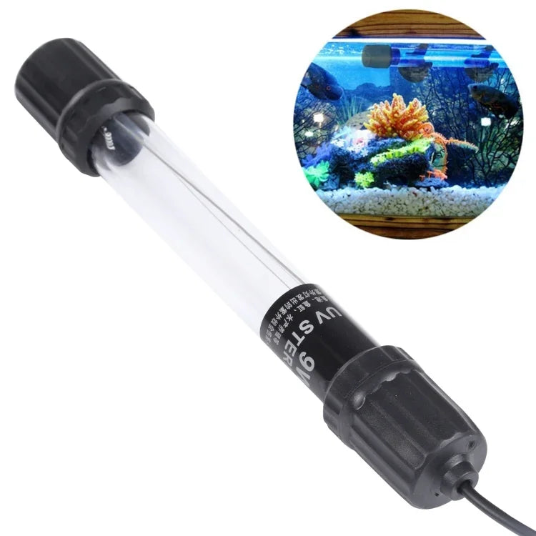 Đèn diệt khuẩn tia cực tím UV-009 9W cho bể cá, phích cắm EU, 9W