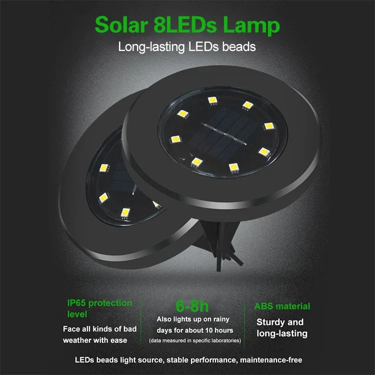 4 cái đèn sân vườn chống nước IP65 8 đèn LED chạy bằng năng lượng mặt trời, đèn chiếu sáng trang trí sân vườn biệt thự