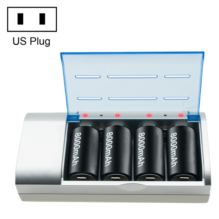 Bộ sạc pin 4 khe AC 100-240V cho pin AA & AAA & cỡ C / D, phích cắm US