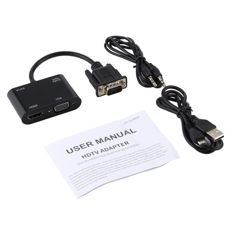 Bộ chuyển đổi VGA sang HDMI + VGA 15 chân HDTV 2 trong 1 có âm thanh
