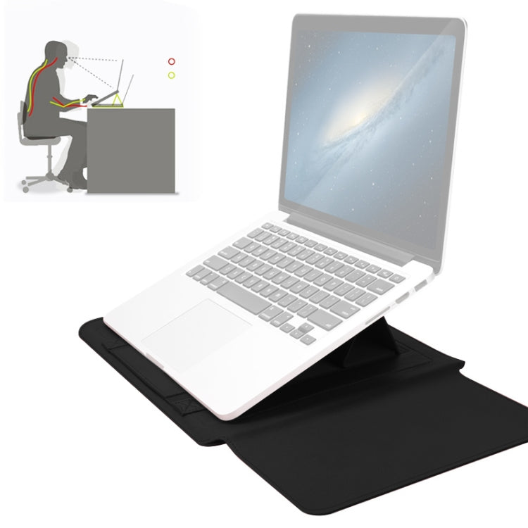 Bộ túi lót laptop da PU chống nước đa năng 4 trong 1 có tay cầm, giá đỡ và ngăn đựng bút + 2 cuộn dây + túi chuột + túi sạc cho laptop 13 / 14 inch, 13 / 14 inch