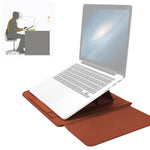 Bộ túi lót laptop da PU chống nước đa năng 4 trong 1 có tay cầm, giá đỡ và ngăn đựng bút + 2 cuộn dây + túi chuột + túi sạc cho laptop 13 / 14 inch, 13 / 14 inch